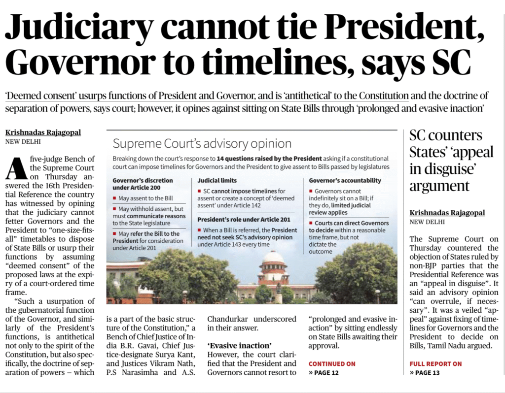 Judiciary Cannot Tie President or Governor to Timelines: SC