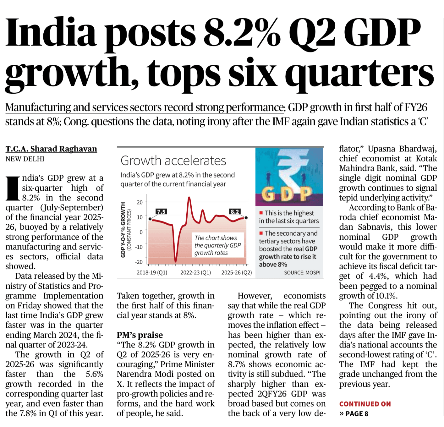 India Posts 8.2% Q2 GDP Growth » UnderStand UPSC