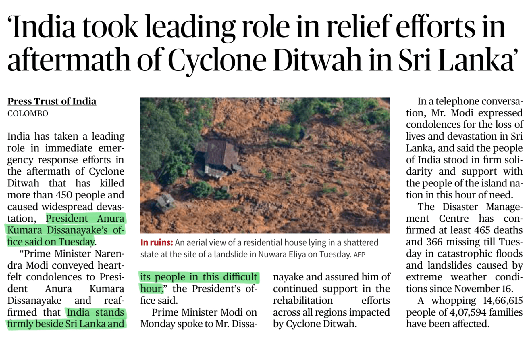 India Took Leading Role After Cyclone Ditwah In Sri Lanka » UnderStand UPSC