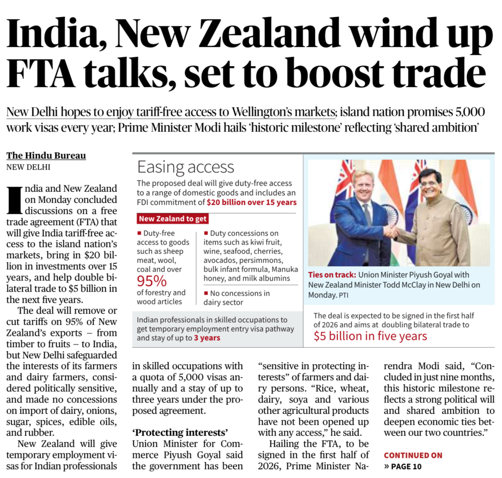 India New Zealand FTA