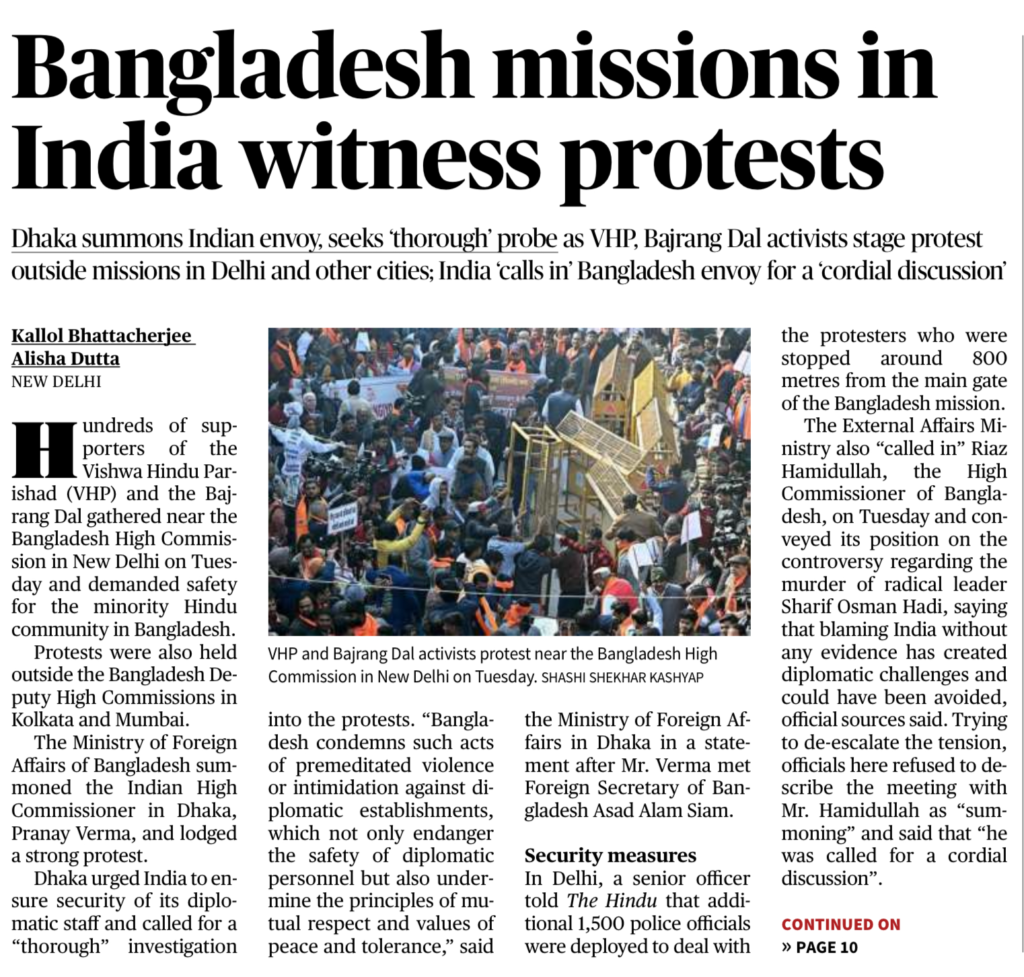 Bangladesh missions in India witness protests