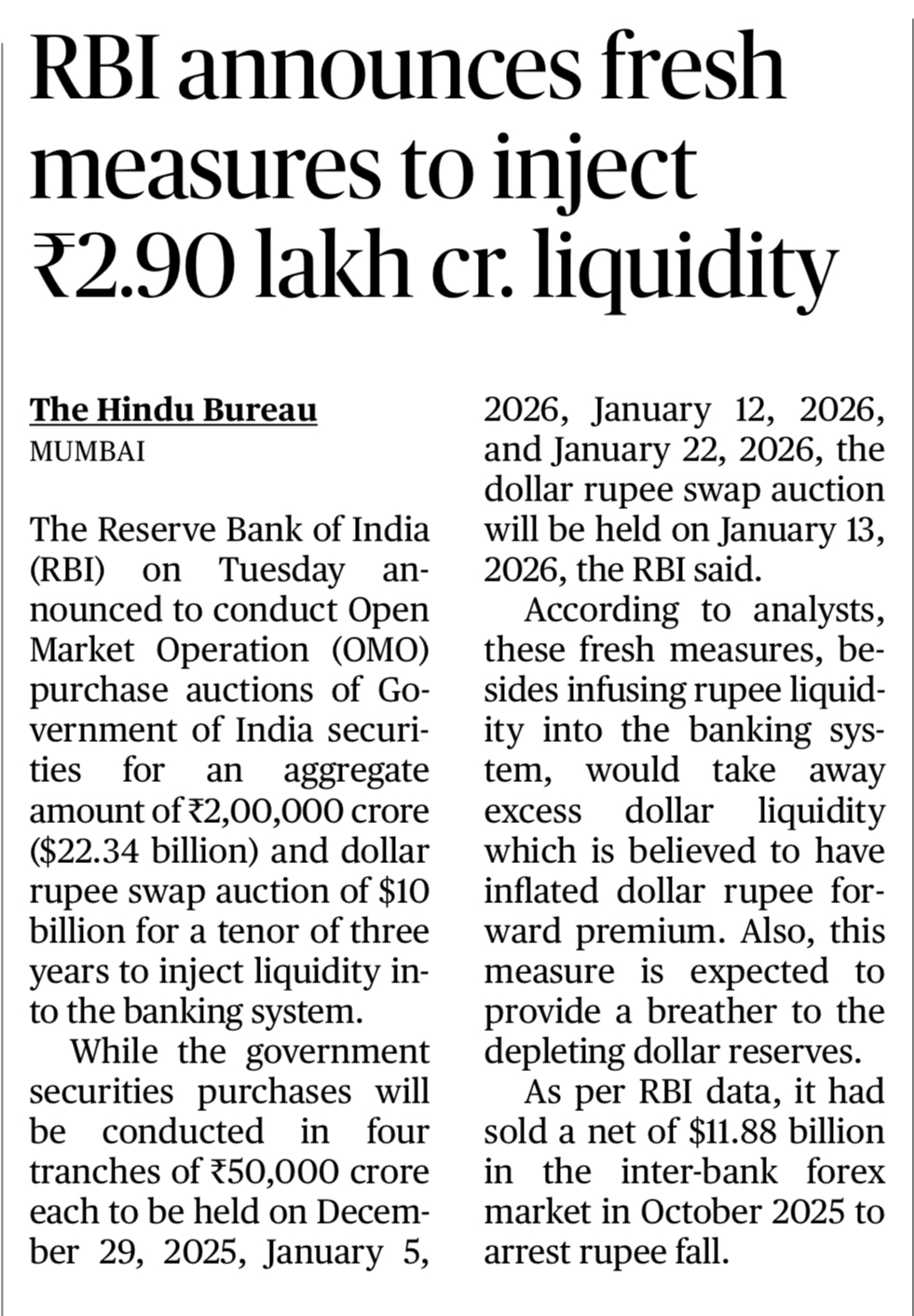 RBI Liquidity Injection Measures Worth ₹2.90 Lakh Crore Announced ...