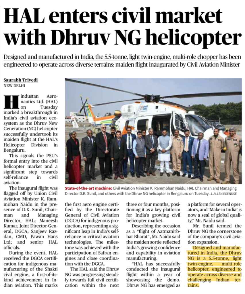 Dhruv NG helicopter

