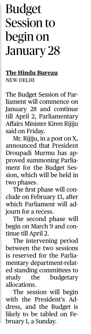 Budget Session of Parliament