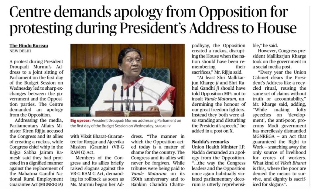 President’s Address Parliament