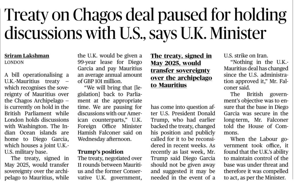 Chagos Treaty Pause