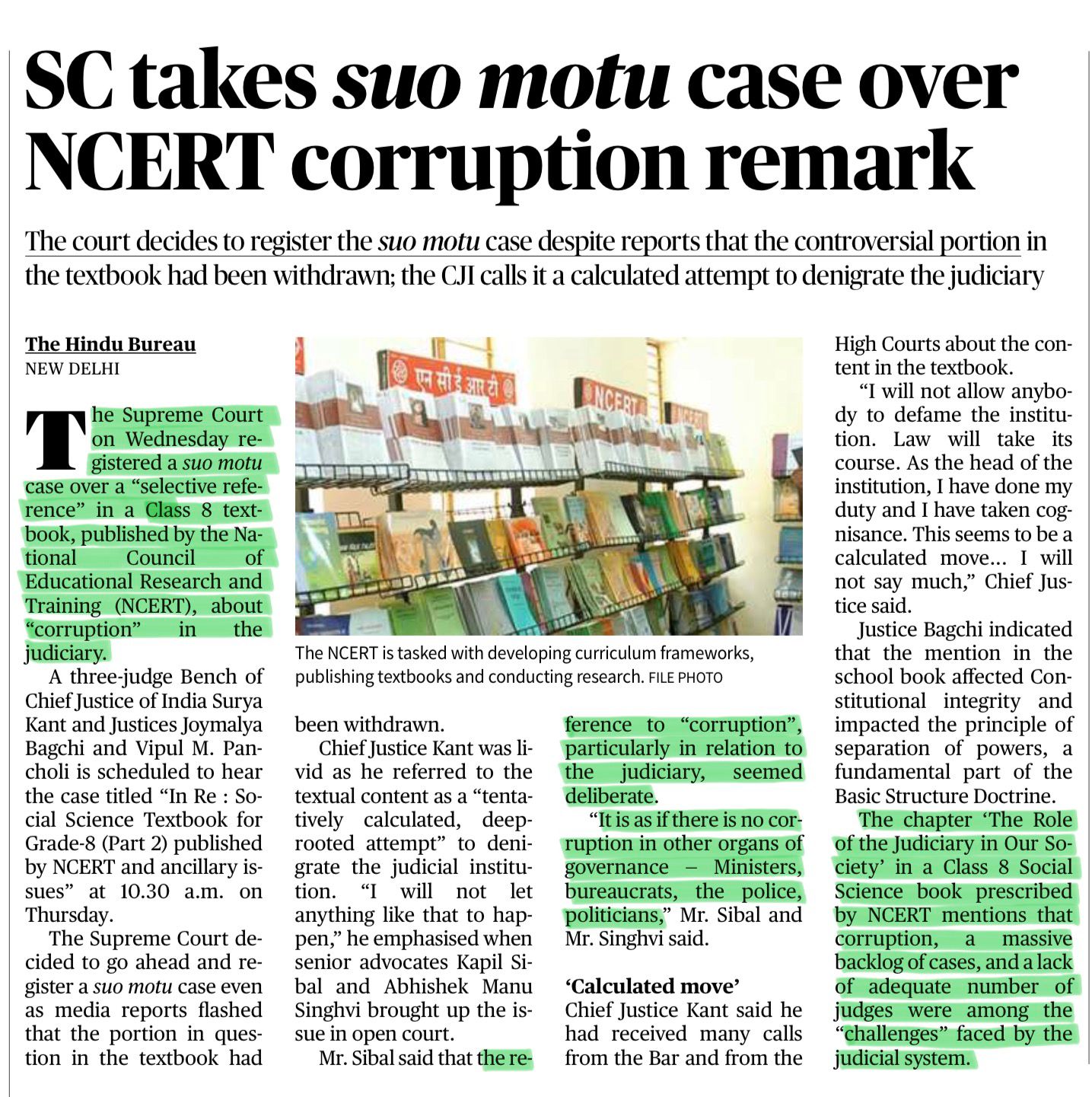 SC Suo Motu Case Over NCERT Textbook