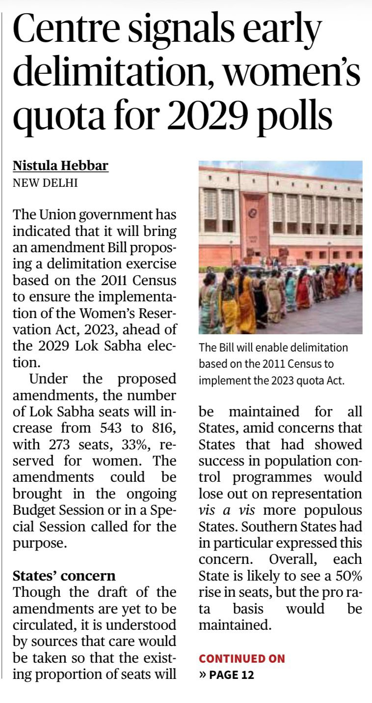 Delimitation and Women Reservation