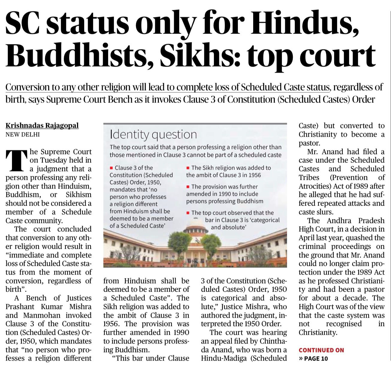 Scheduled Caste status