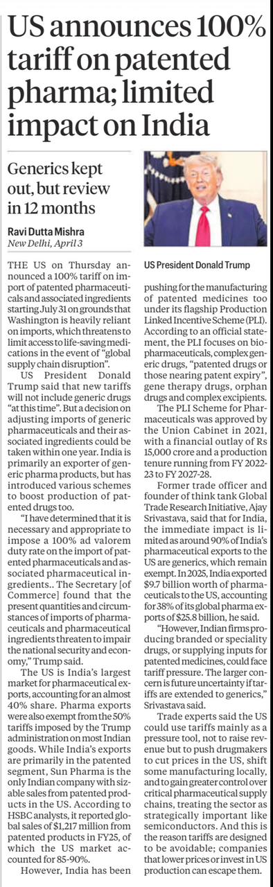 US Tariff Patented Pharma
