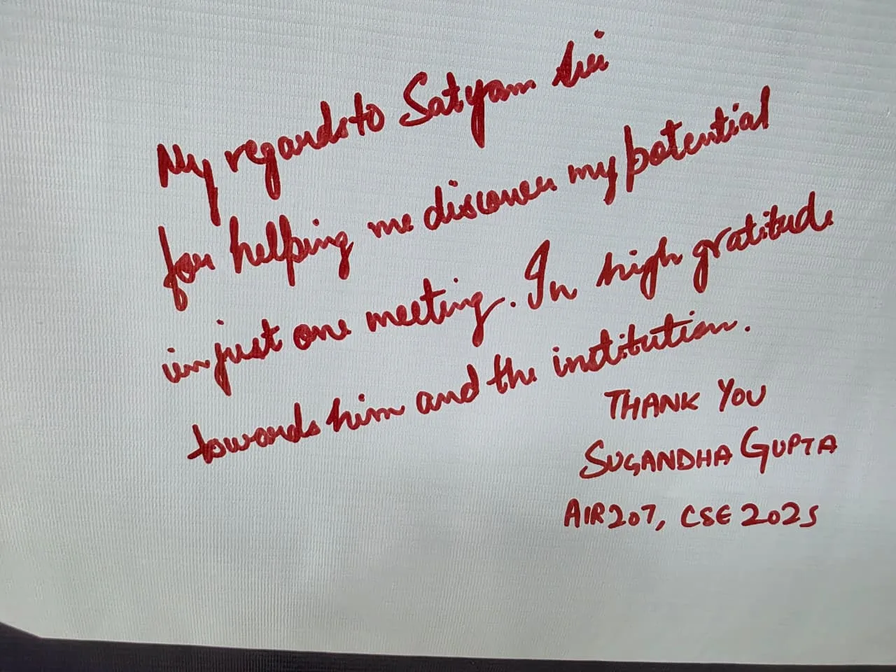 Sugandha Gupta  AIR 207, UPSC CSE 2025