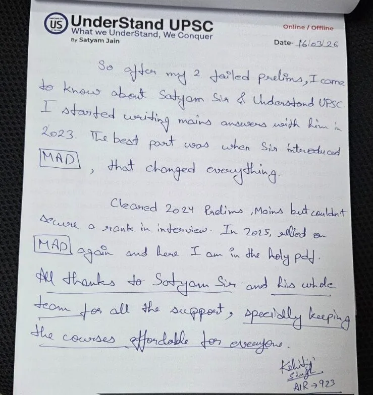 KSHITIJ SINGH AIR 923, UPSC CSE 2025
