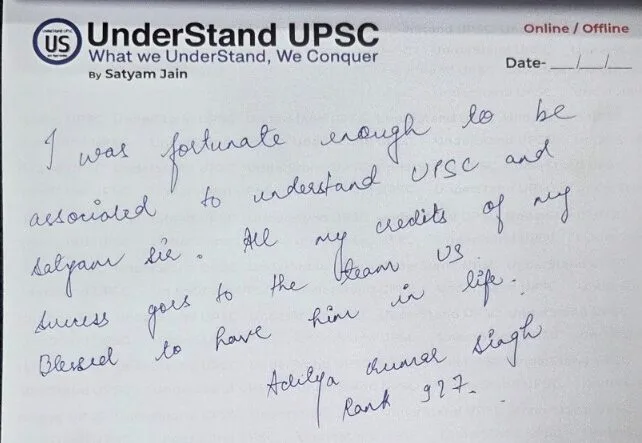 Aditya Kumar Singh AIR 927, UPSC CSE 2025