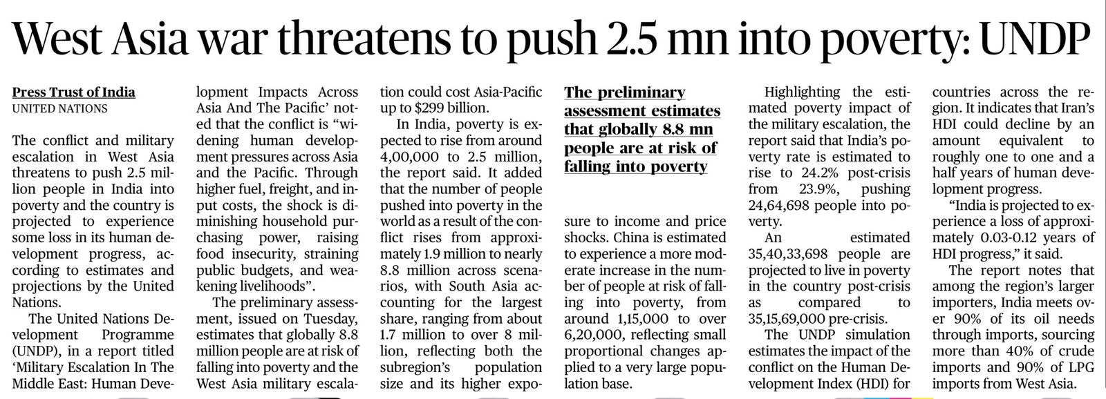 West Asia conflict poverty impact