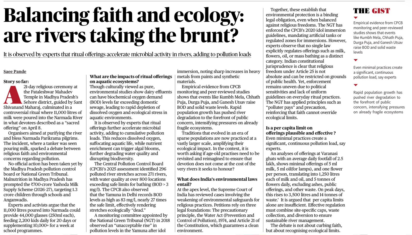 river pollution religious practices