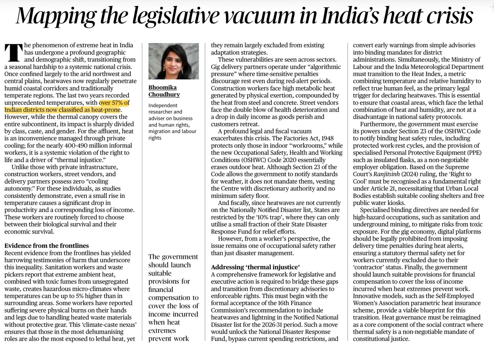 India heatwave legislative gap