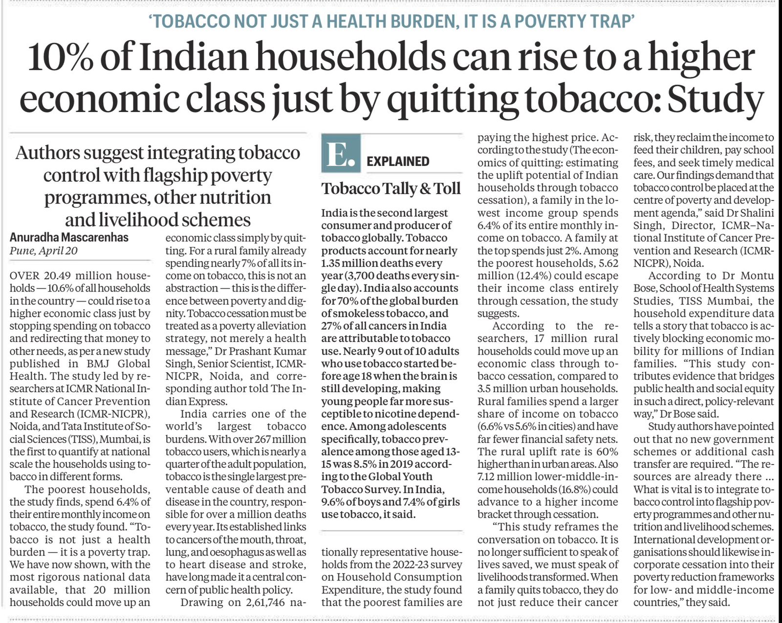Tobacco and Poverty in India