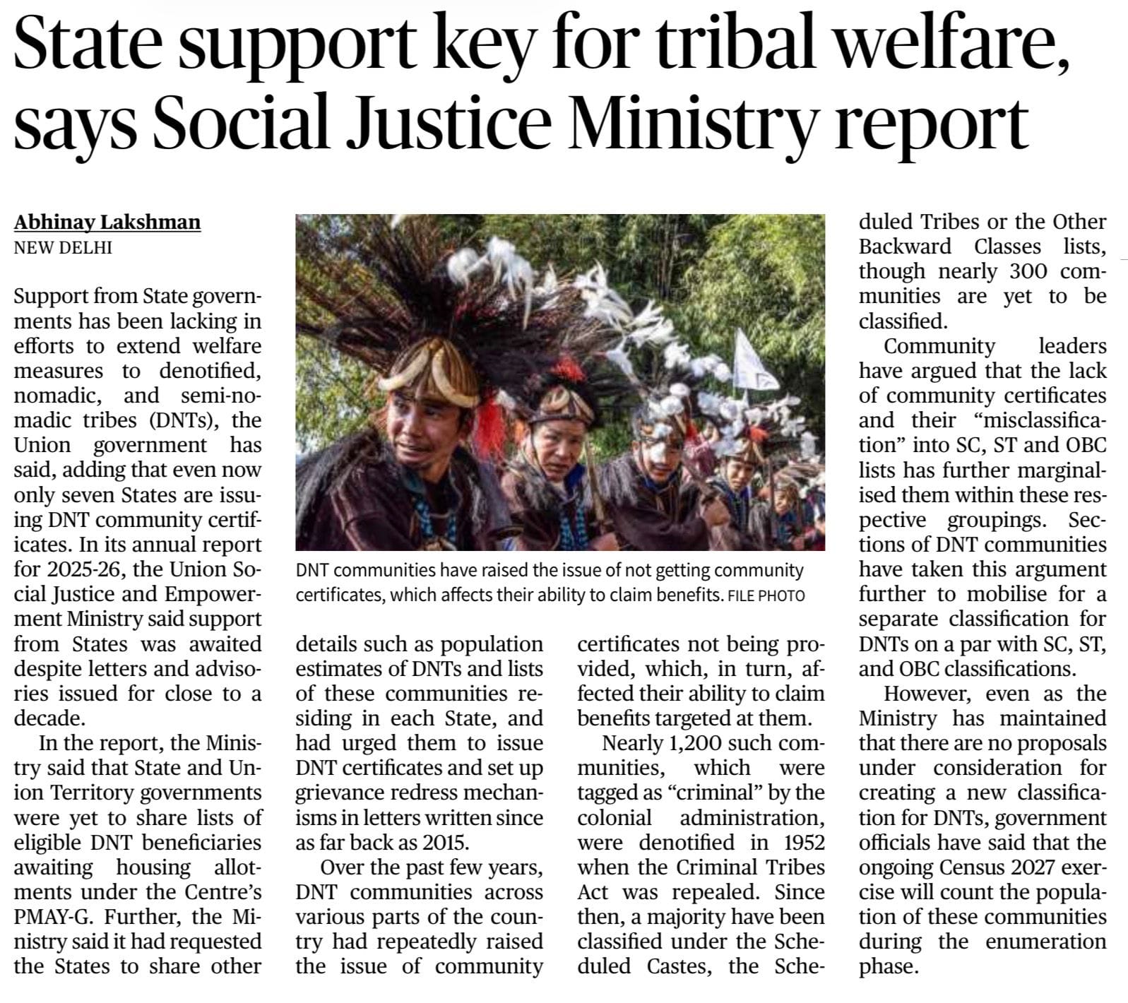 De-notified tribes welfare