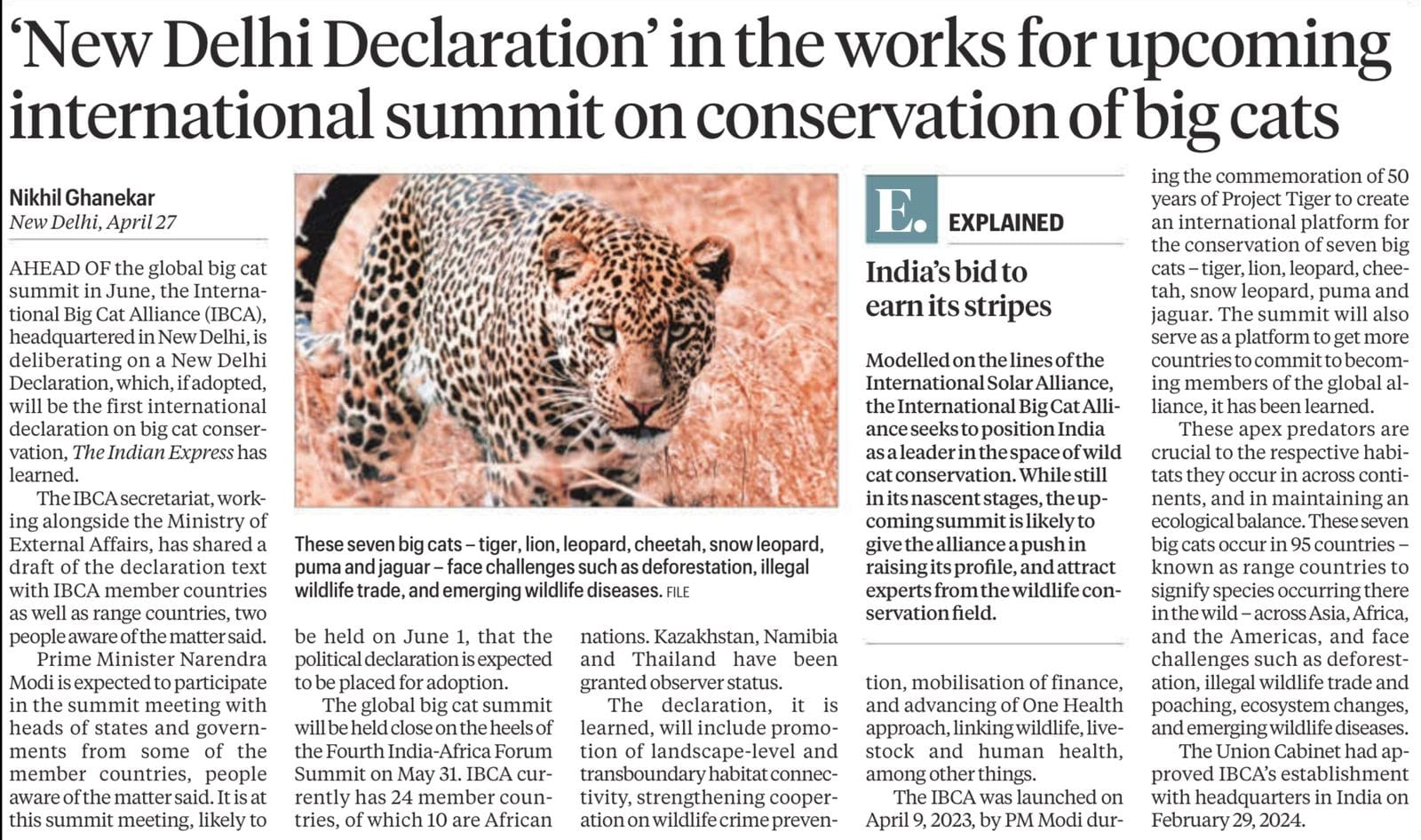 New Delhi Declaration on Big Cats