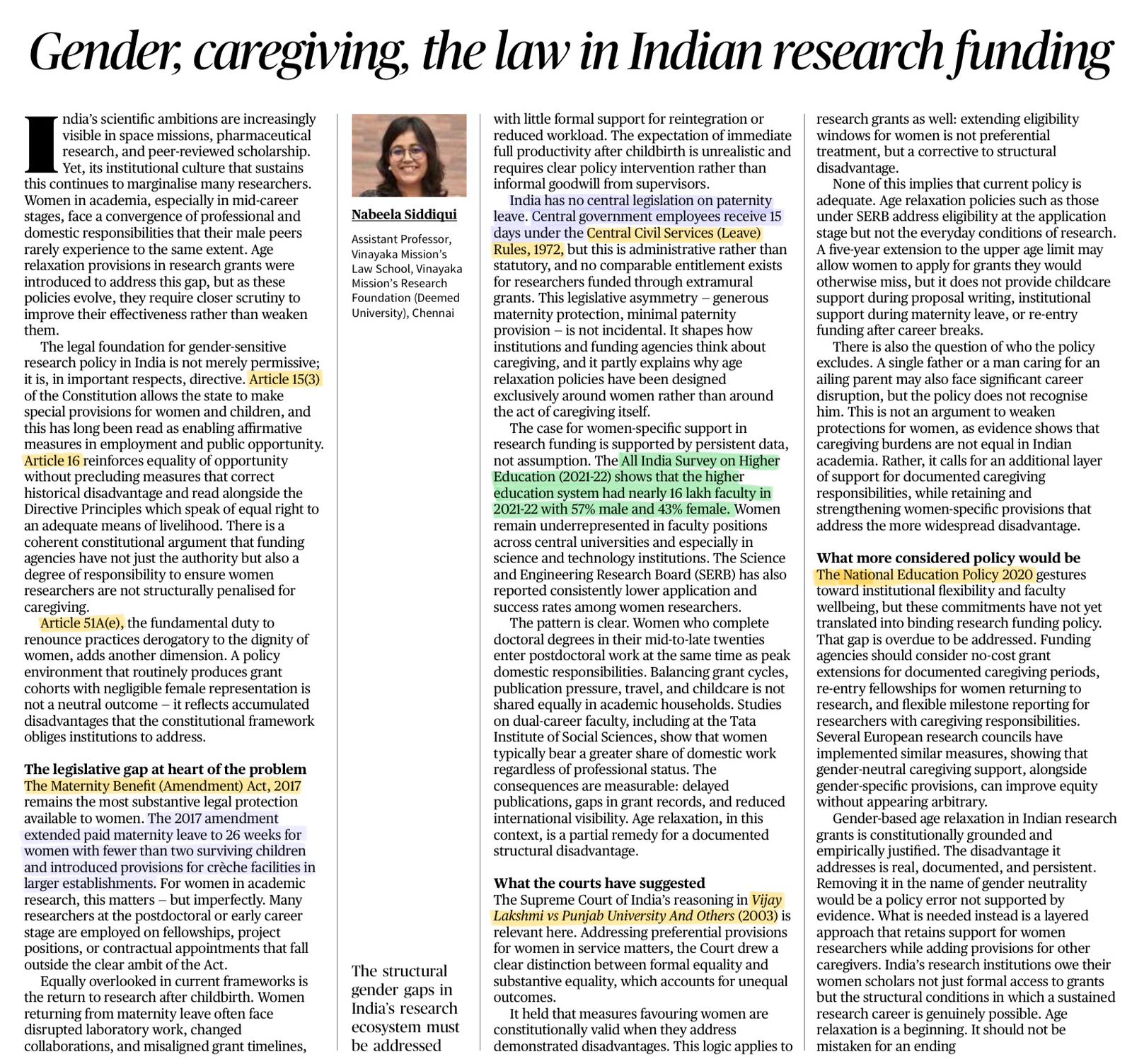 Gender Equality in Research Ecosystem