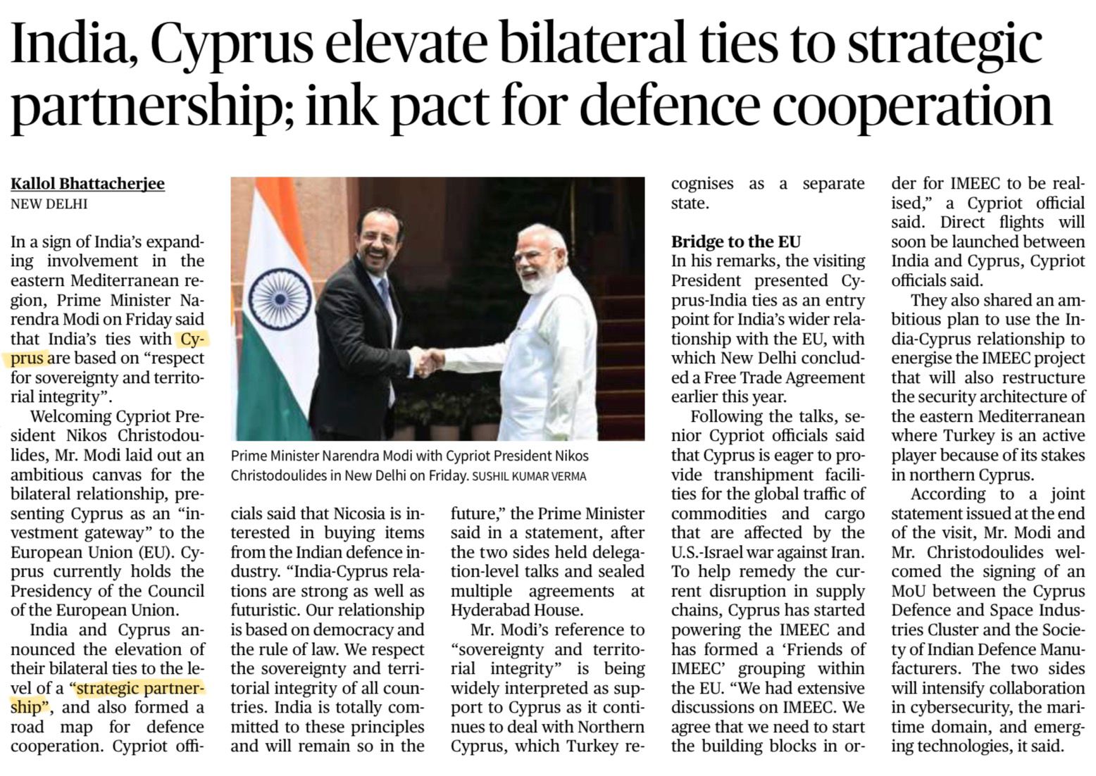 India-Cyprus Strategic Partnership