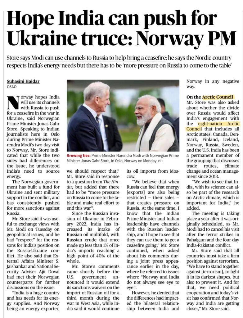 India Norway Ukraine truce
