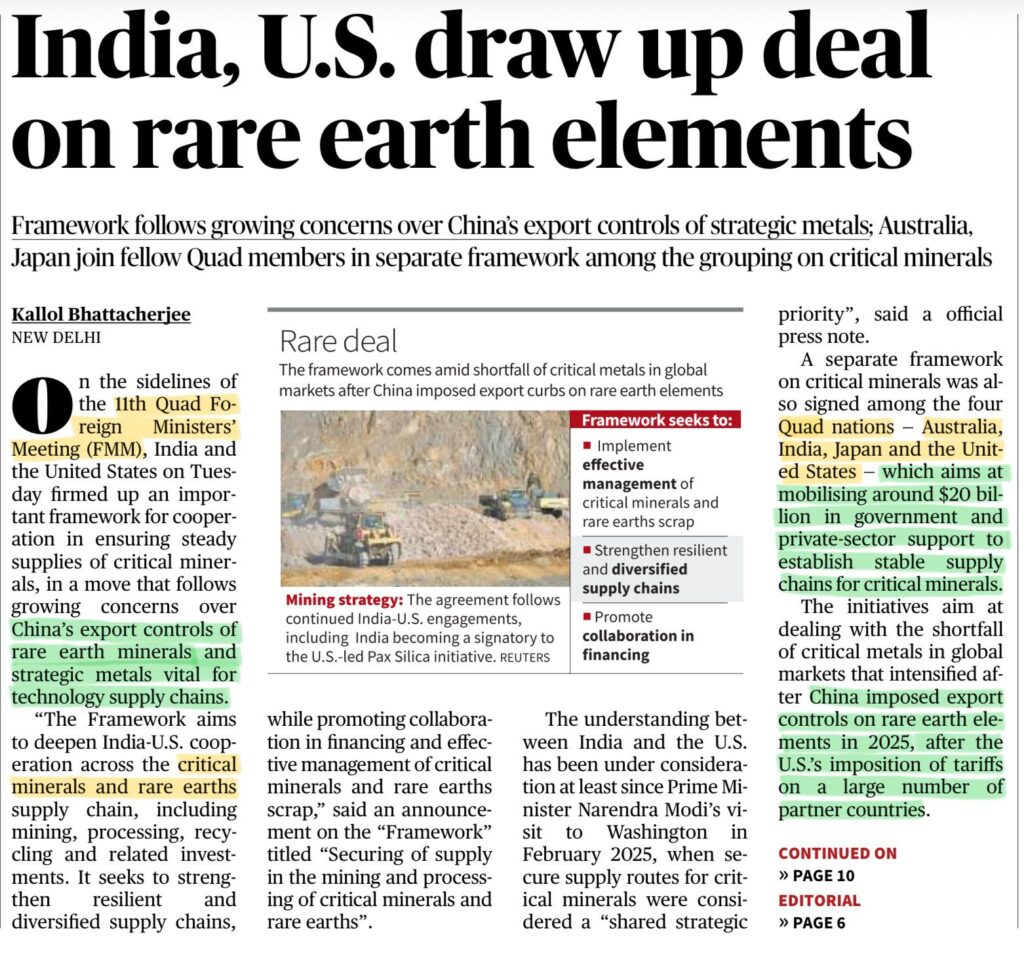 India US Rare Earth Deal