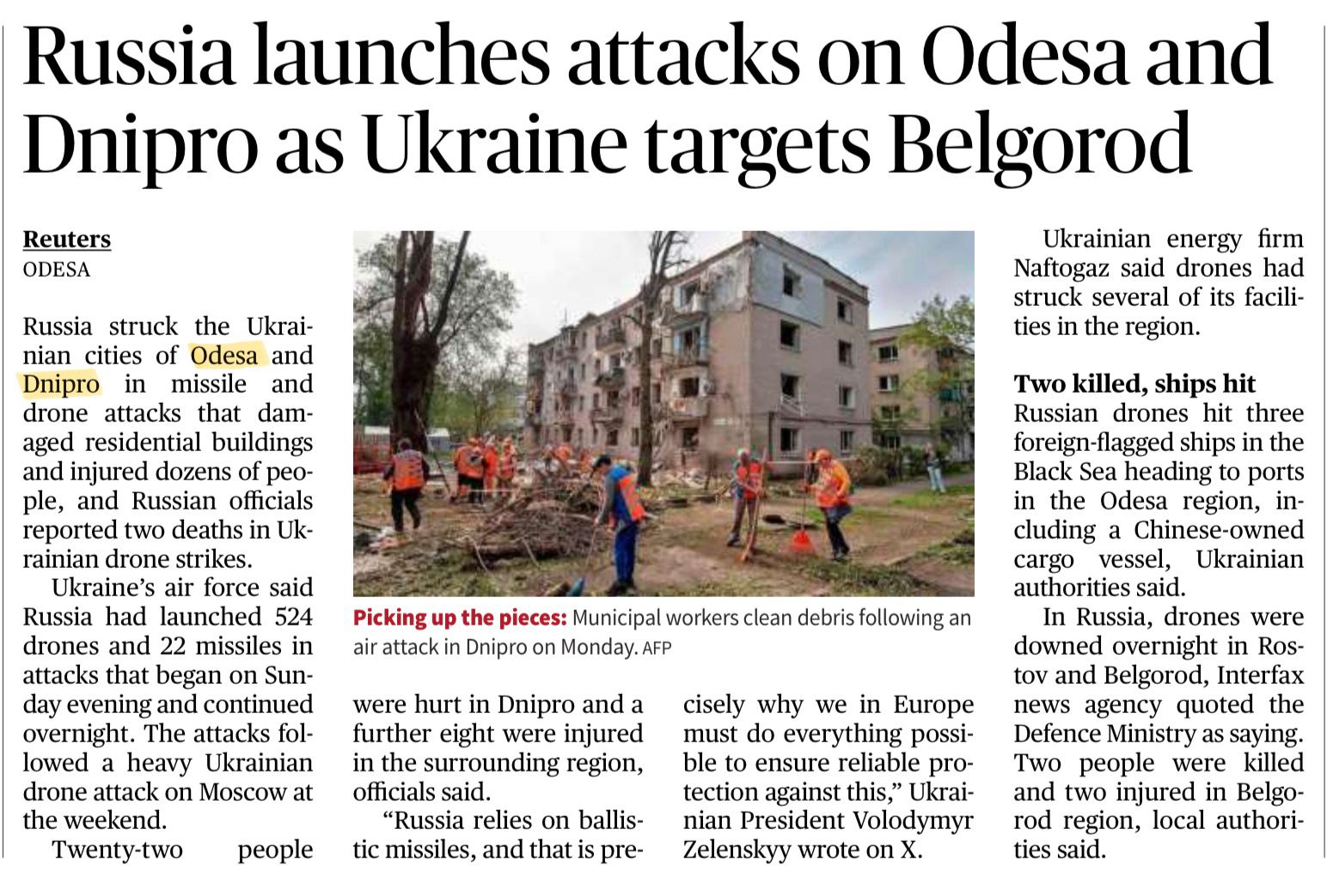 Odesa Dnipro Belgorod