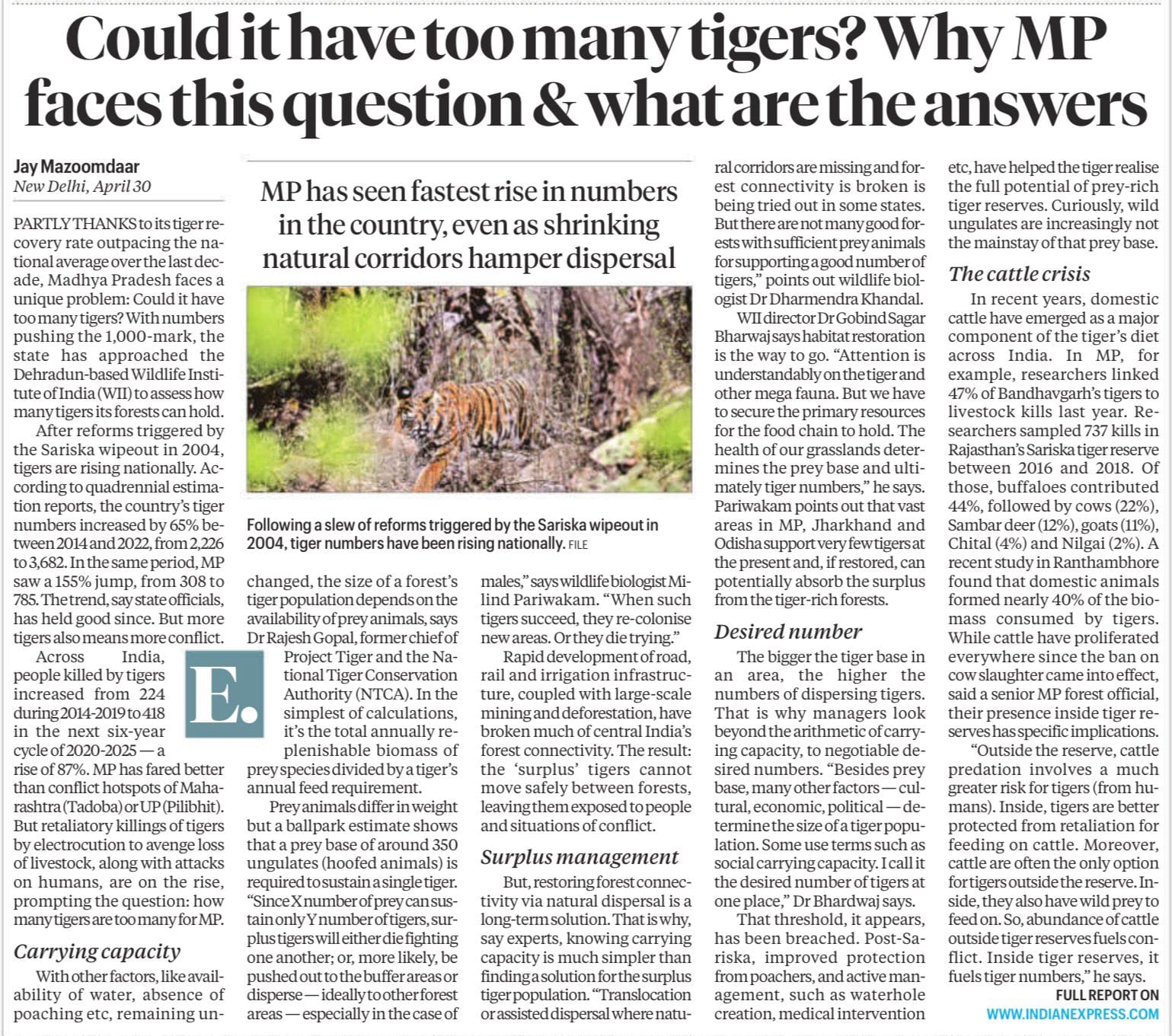 Tiger population in India 2026