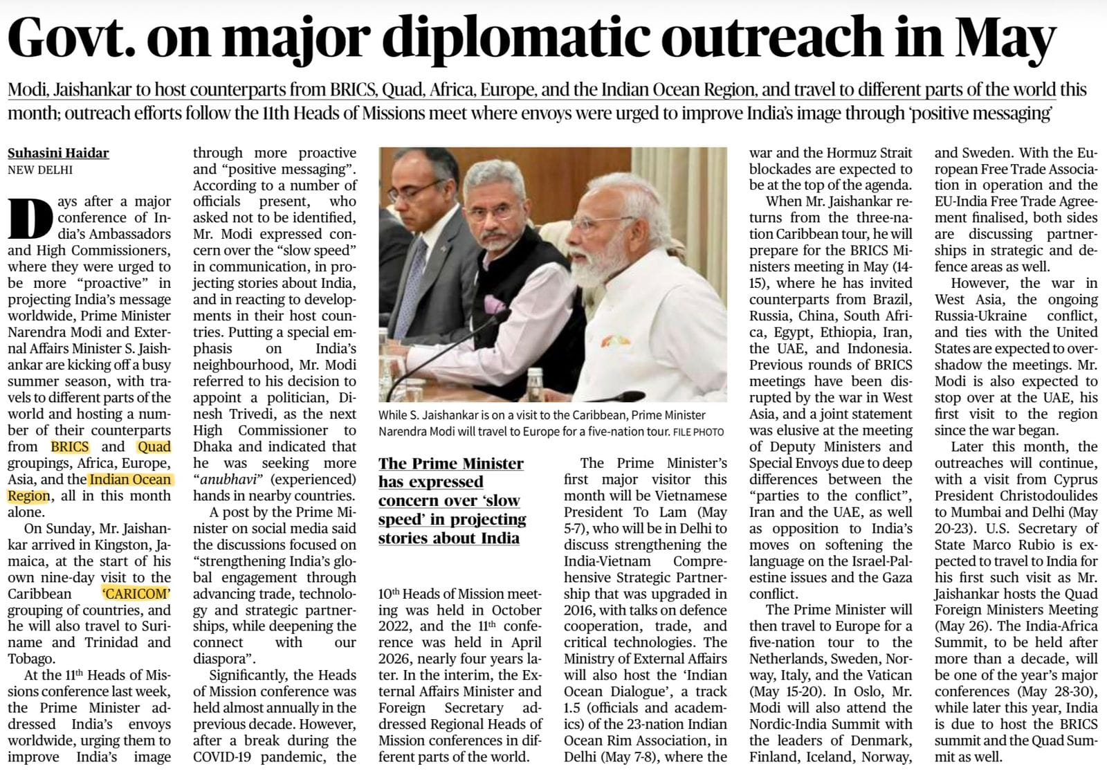 India diplomatic outreach May 2026