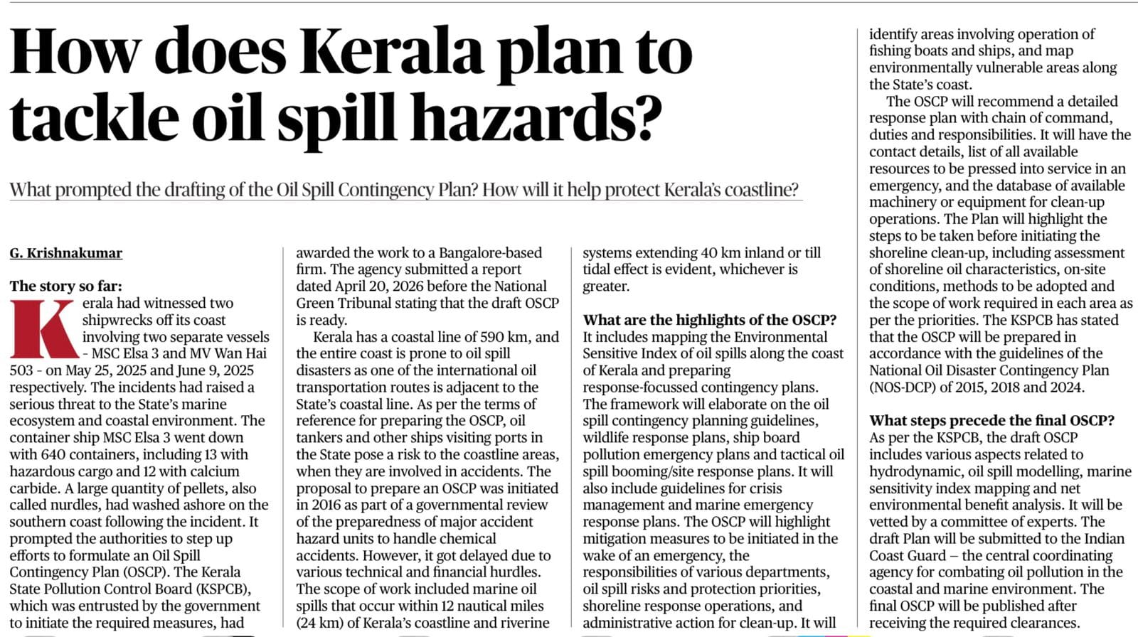 Oil Spill Contingency Plan