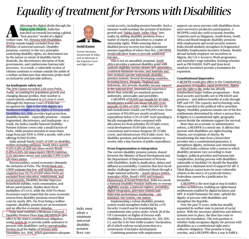 Minimum Universal Disability Pension Floor Rate