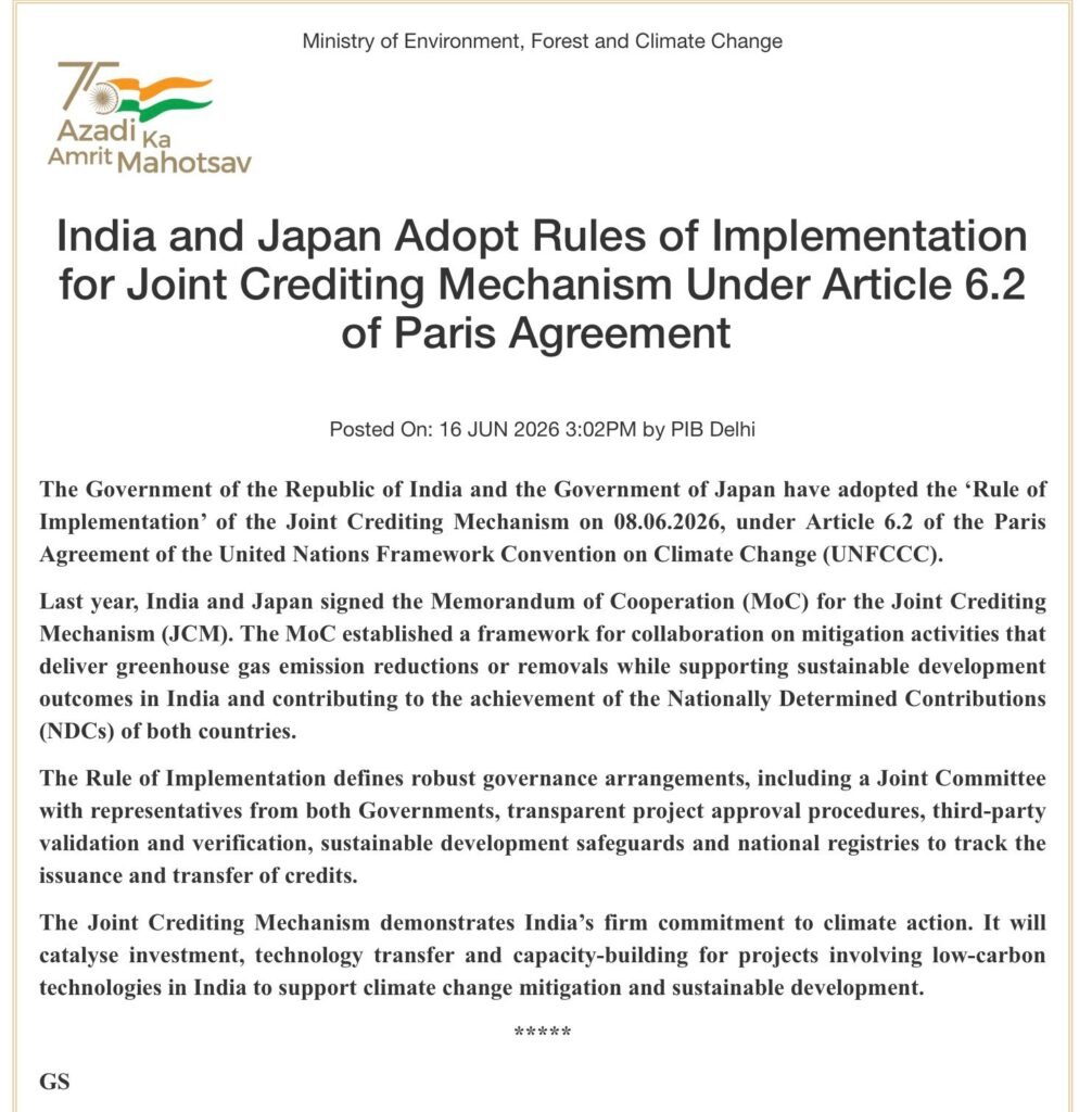 India Japan Joint Crediting Mechanism
