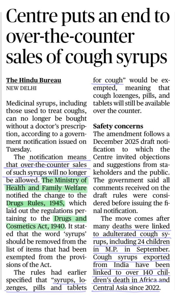 Over the Counter Sale of Cough Syrups