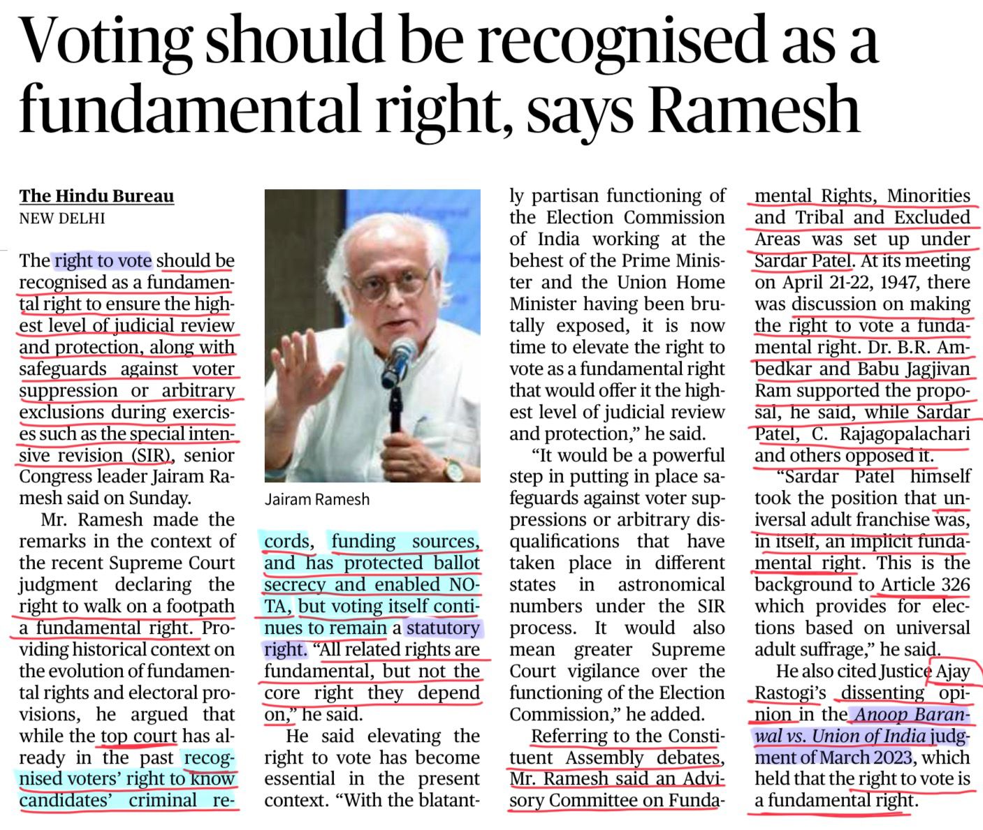 Right to Vote Fundamental Right
