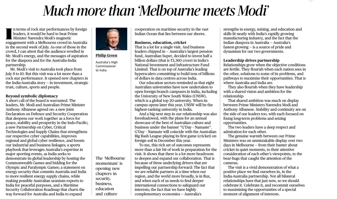 India Australia Strategic Partnership
