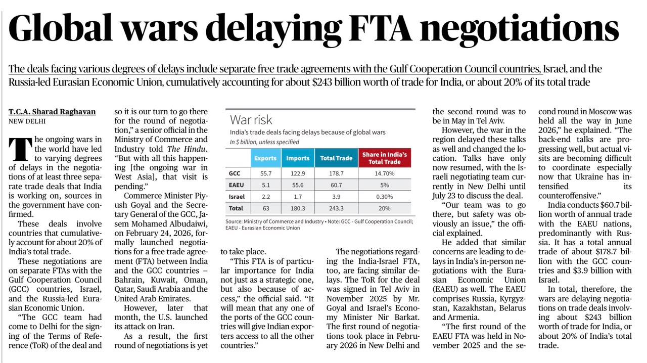 India FTA negotiations delayed