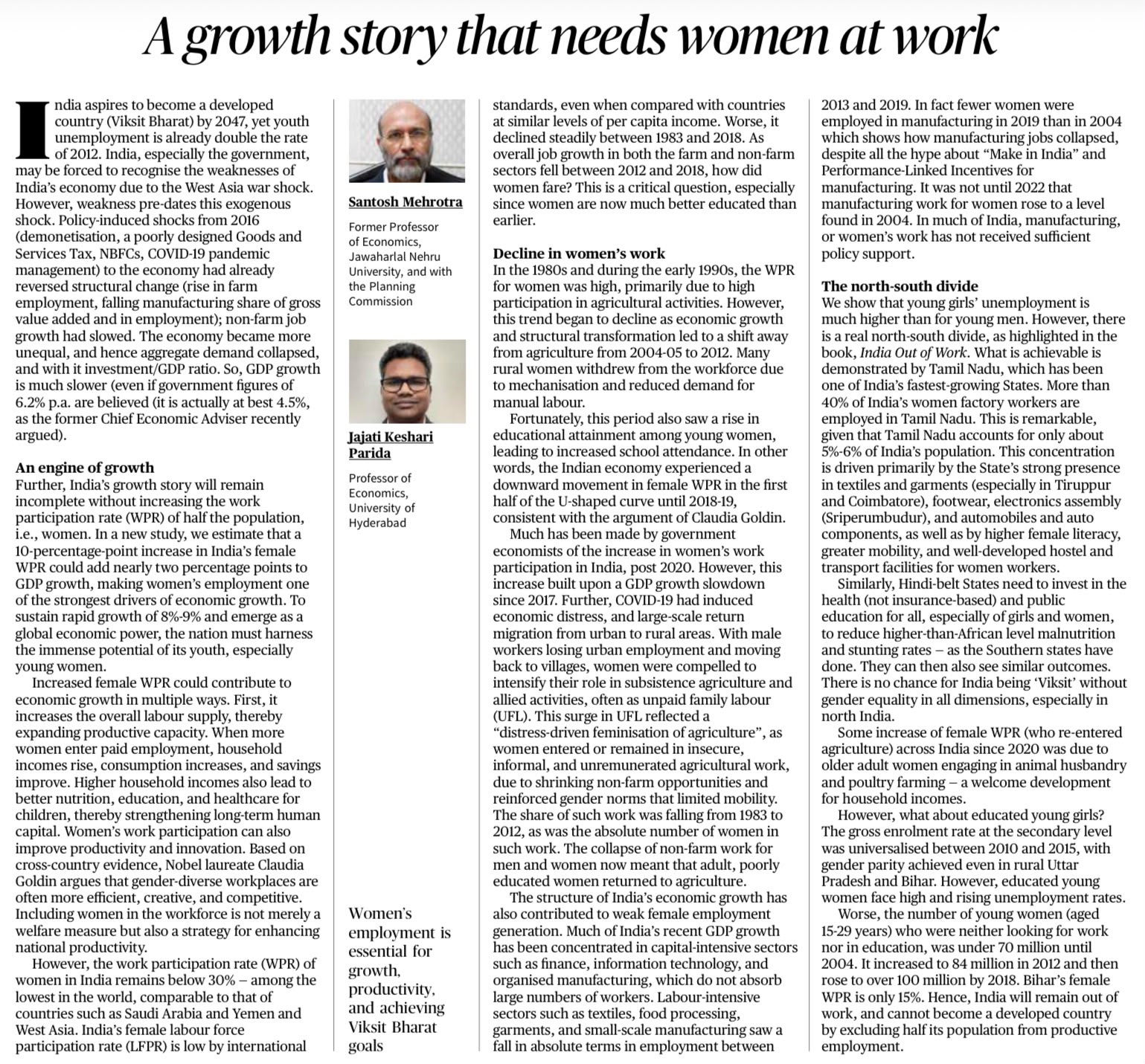 Women Employment and Economic Growth