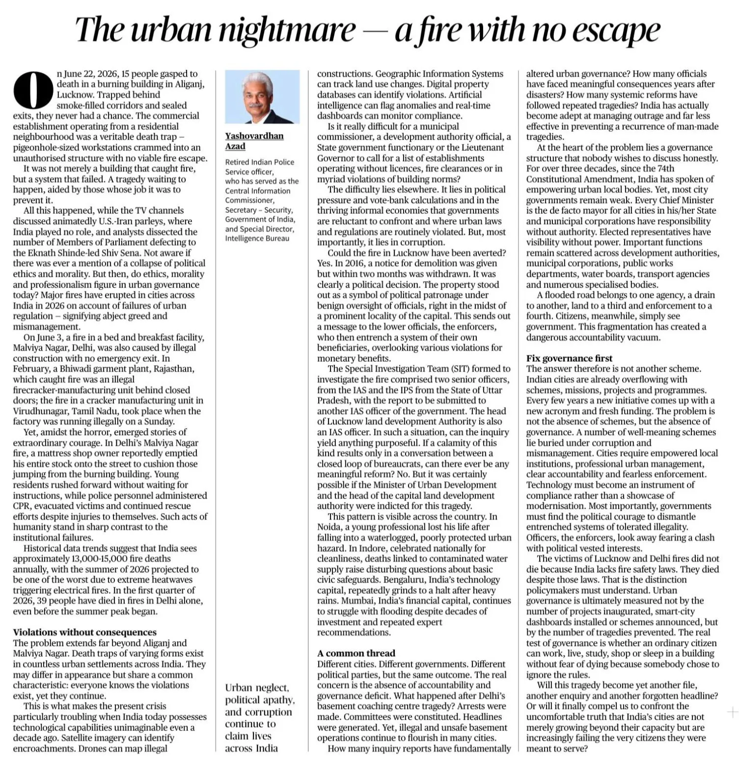 Urban fire governance failures