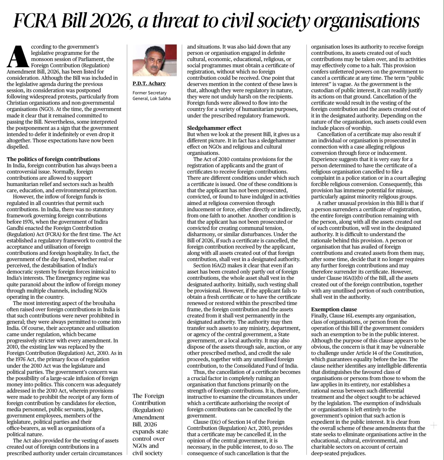 FCRA Amendment Bill 2026