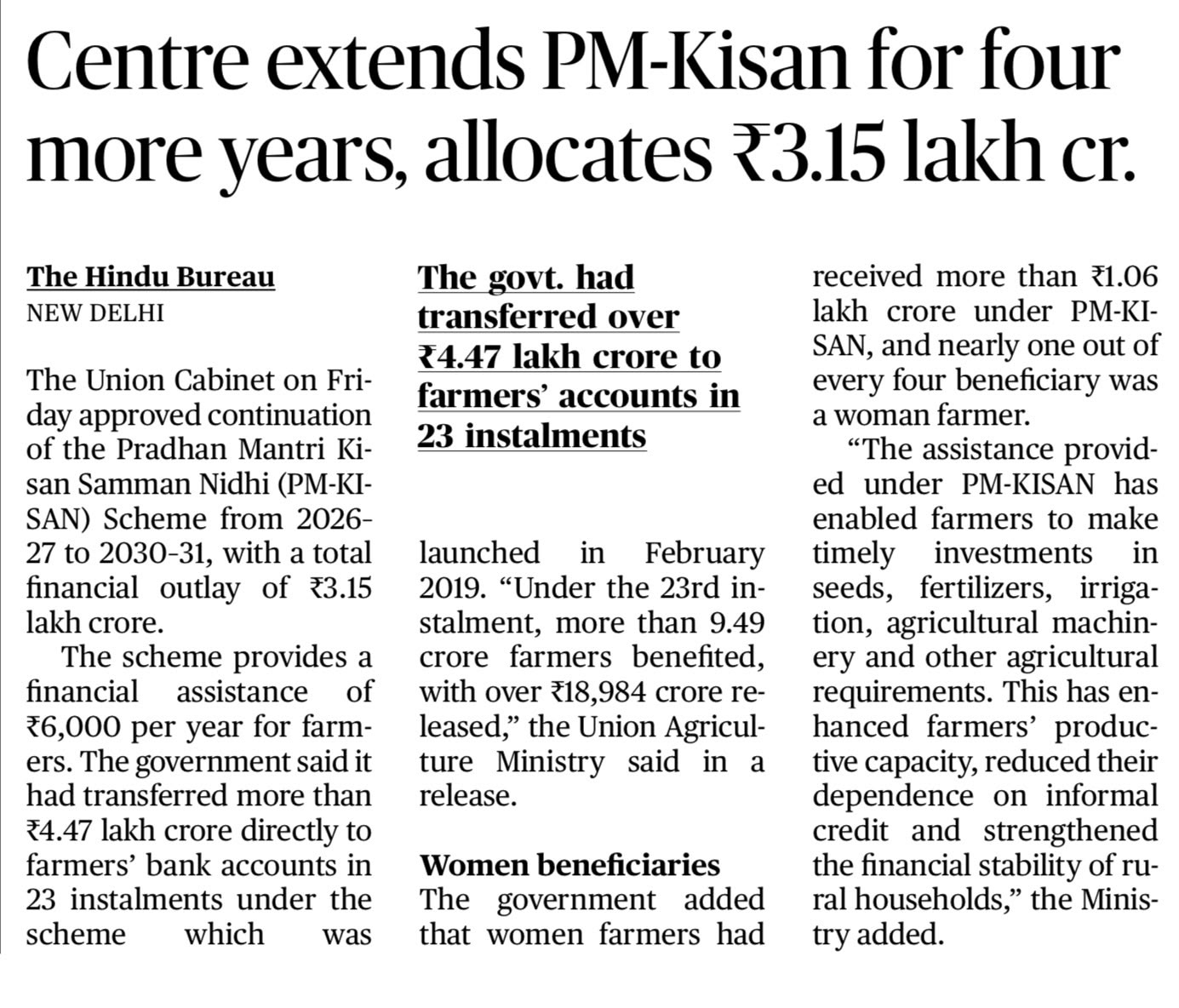 PM-KISAN scheme extension 2026