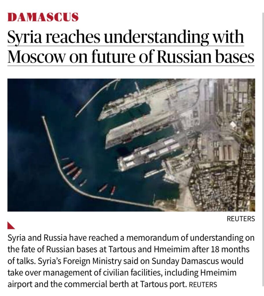 Syria Russia Tartus Hmeimim deal
