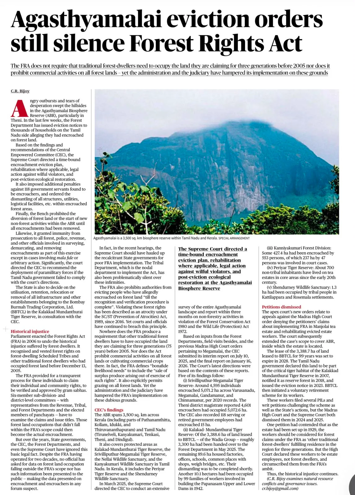 Forest Rights Act Agasthyamalai