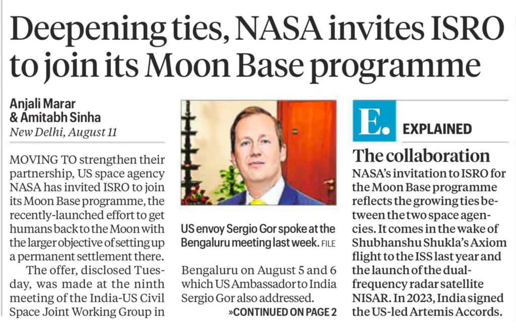 NASA ISRO Moon Base