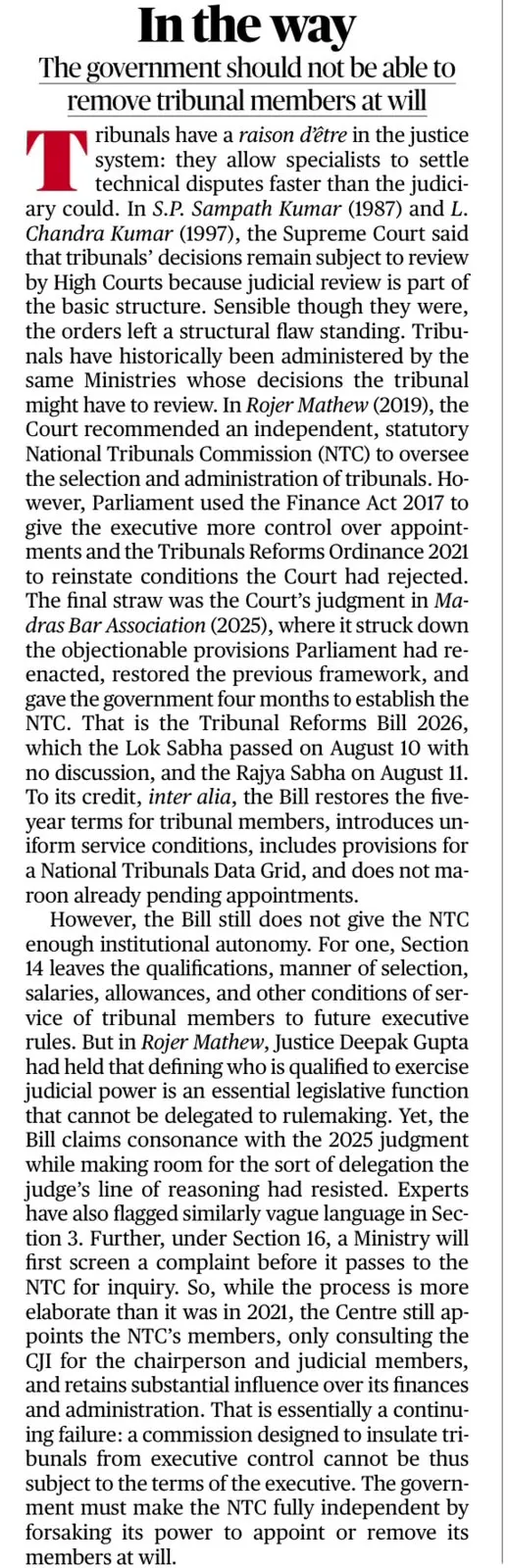 Tribunals Reforms Bill 2026