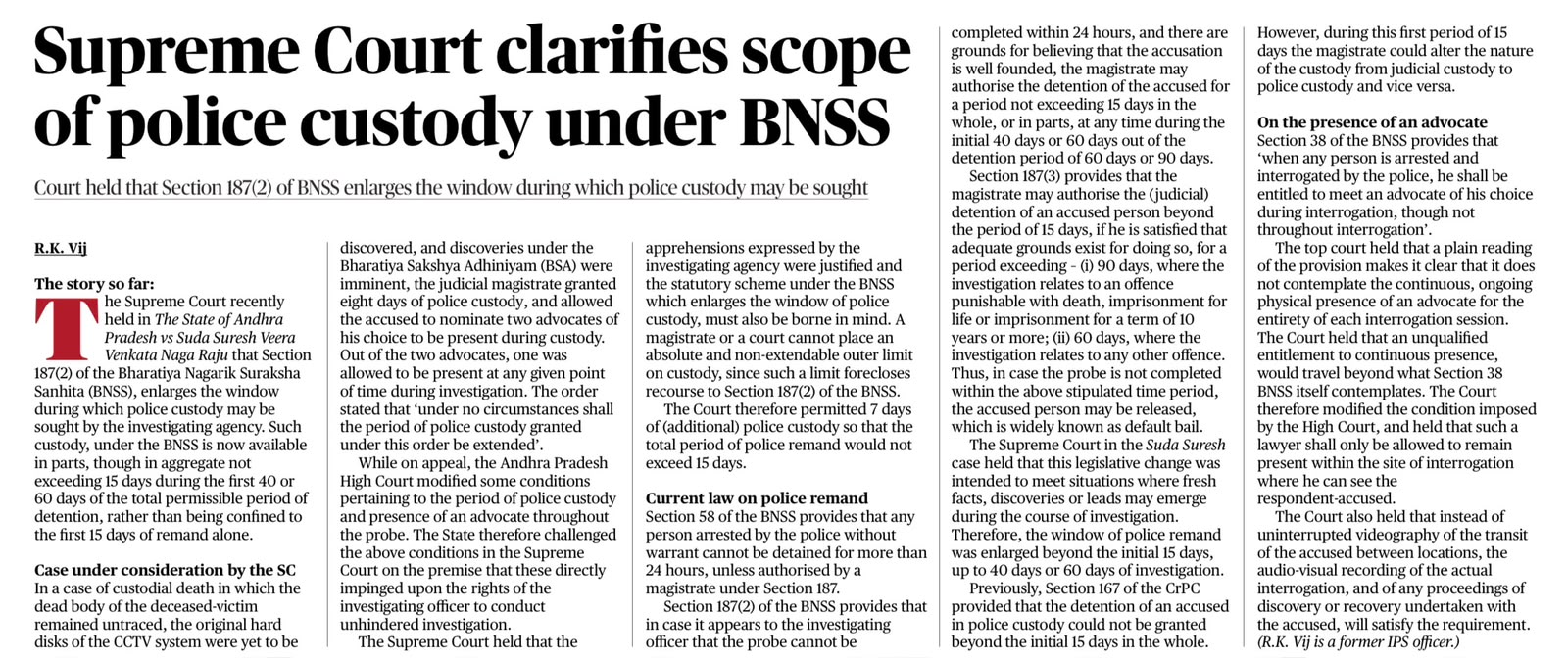 Supreme Court Police Custody BNSS