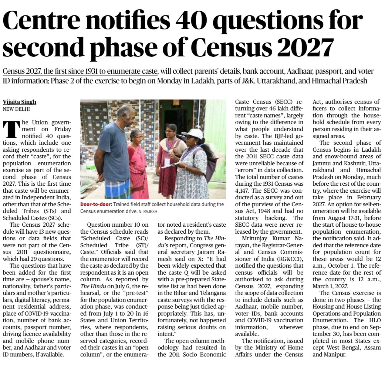 Census 2027 caste enumeration