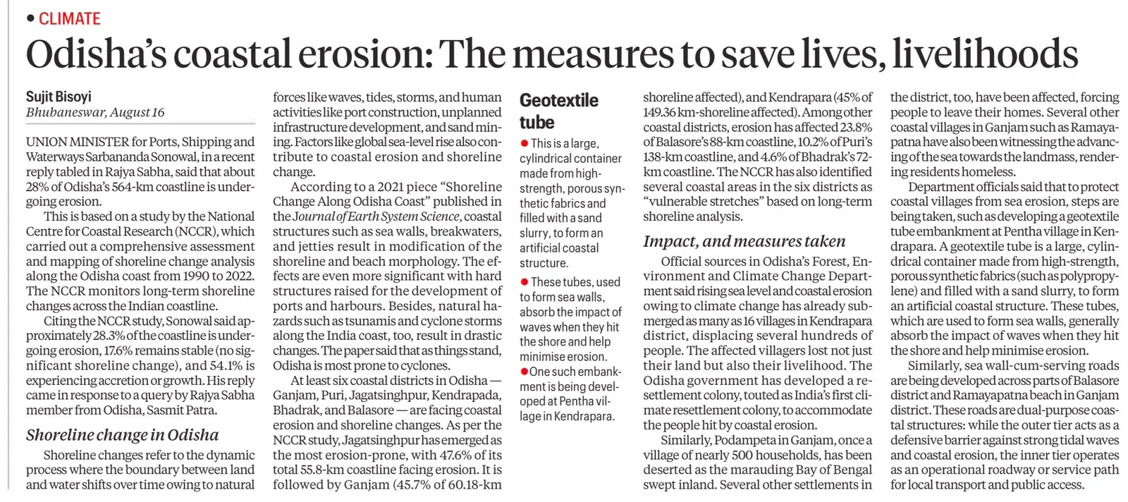 Odisha coastal erosion measures