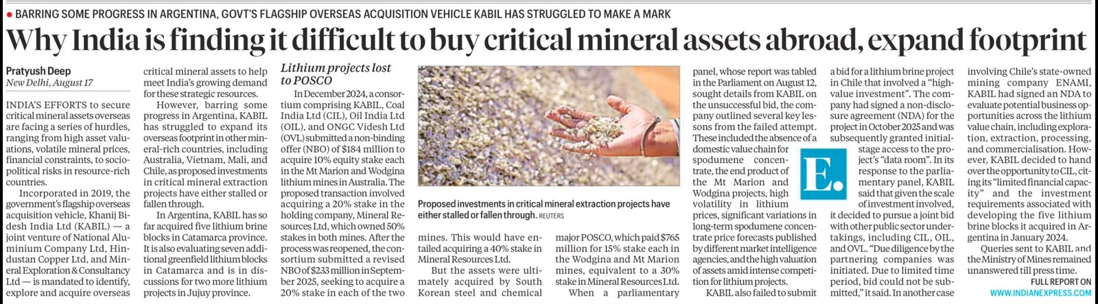 Critical mineral assets abroad