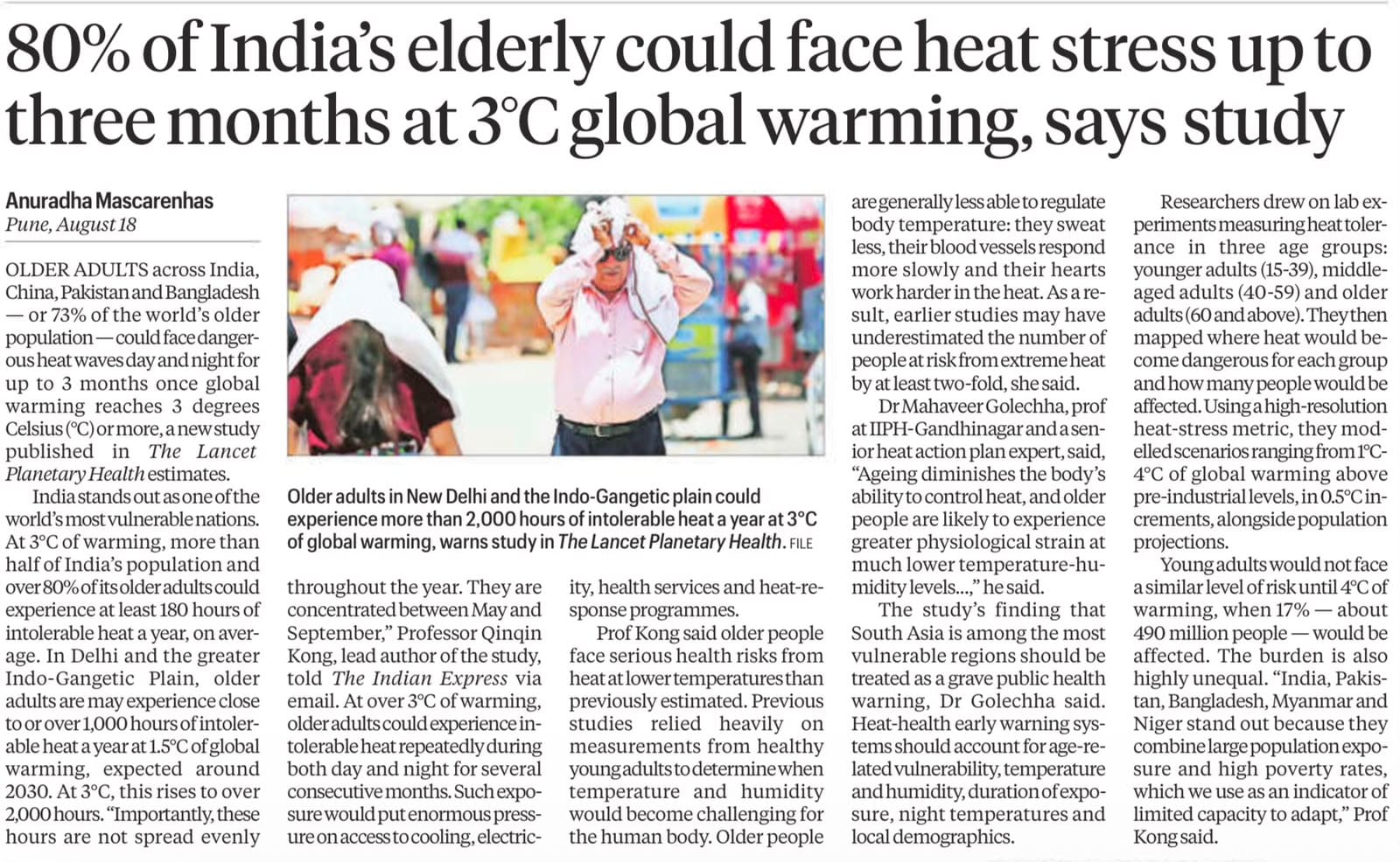 Elderly heat stress in India